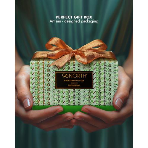 96NORTH Luxury Eucalyptus & Sage Soy Candle | Large 3 Wick Jar Candle | Up to 50 Hours Burning Time | 100% Natural Soy Wax | Housewarming Gift for Men and Women