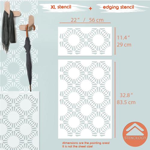 STENCILOGY® / ARNO - 24 x 35 XL Wall Stencil, Large Allover Wall Stencils for Painting, Stencils for Walls, Large Floral Geometric Wall Stencil
