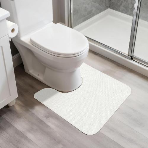 Toilet Rugs U Shaped Bathroom Rug,Machine Washable Non Slip Quick Dry Super Absorbent Ultra Thin Toilet Mats for Bathroom Toilet.Cream,1'8x2'(20x24inch)