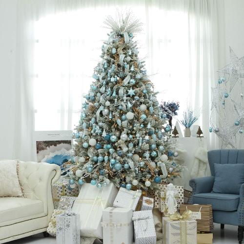 Sea Team 86-Pack Shatterproof Babyblue Christmas Ball Ornaments Set, Assorted Multi-Sized Hanging Baubles, Xmas Tree Decorations, Seasonal Décor for Holiday Wreath Garland, Hooks Included