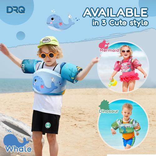 DRQ Toddler Swim Vest, Toddler Floaties for 22-66lbs Kids, Puddle Jumper Kids Life Jacket with Shoulder Harness Arm Wings for Girls Boys 2 3 4 5 6 Years Old