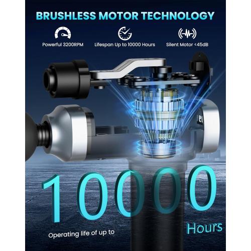 Deep Tissue Massage Gun, Portable Percussion Electric Muscle Massager for Pain Relief, Handheld Massagers with 30 Speeds & 6 Attachments for Back and Neck, Gifts for Men Women