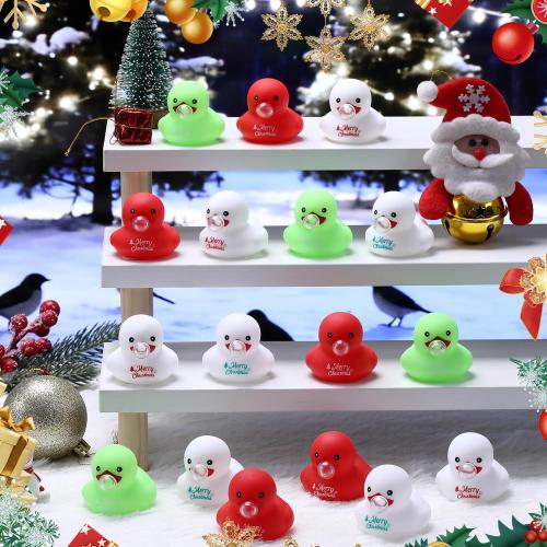 Junkin 100 Pcs Merry Christmas Rubber Ducks Bulk Mini Rubber Ducks Small Duck Bulk Xmas Gift for Halloweens Party Favors (Blow Bubbles Duck)