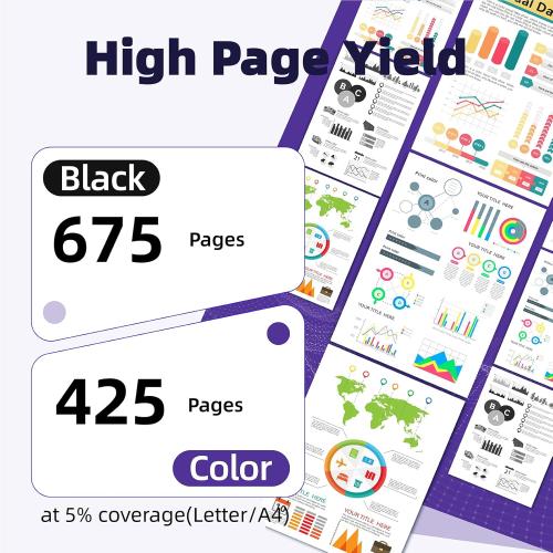 65XL Remanufactured Ink Cartridges Combo Pack Compatible with HP 65 XL Ink Cartridges Compatible with HP DeskJet 3755 3700 Series Printers (B CMY, 2 Packs)