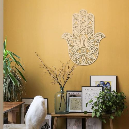 Fourth Level Manufacturing 33 Hamsa, Sacred Geometry Wall Art for Home, Hamsa Evil Eye Hand, Meditation Altar Decor, Sculpture, Zen Hand, Good Spiritual Energy for Yoga and Meditation Room Decor
