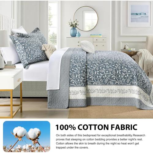 DDUOXIN Lightweight King Bedspread 120x120 - 100% Cotton Reversible Oversized King Quilt