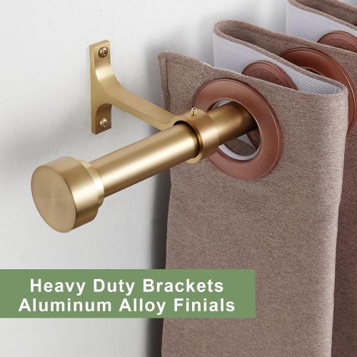 16-120 Inch Curtain rods, 1 Inch Diameter Splicing and Telescoping Structure Window Treatment Rods Set Adjustable Drapery Rods Heavy Duty Pole, Warm Gold