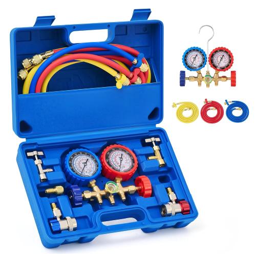 OMT AC Gauge Set for R134a, R12, R22, and R502, 5 ft Hoses