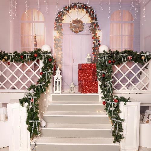 Riceshoot 24pcs Christmas Cotton Stripe Bows 5 x 7 Inch Vintage Rustic Pre-Tied Gift Bows with Wire Ties for Xmas Tree Wreath Fireplace Stairs Home Indoor Outdoor Decor(Black and White,Width of 3/8)