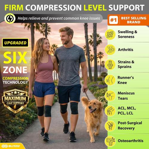 Knee Brace Men & Women, Knee Compression Sleeve Support Wrap Tendonitis XL | 2 Pack, Joint & Patella Stabilization, Arthritis Pain Relief, Meniscus Tear, ACL Injury Recovery, Running, Sports, Workout
