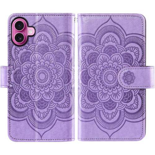 Asuwish Compatible with iPhone 16 Plus 6.7 inch Wallet Case and Tempered Glass Screen Protector Flower Leather Flip Credit Card Holder Cell Phone Cover for i Phone16 16  i16   16Plus Women Men Purple
