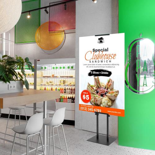 Black Pedestal Poster Sign Stand for Display, Adjustable Height Up to 80 Inchs, Heavy Duty Banner Double Sided Sign Holder for Board & Foam