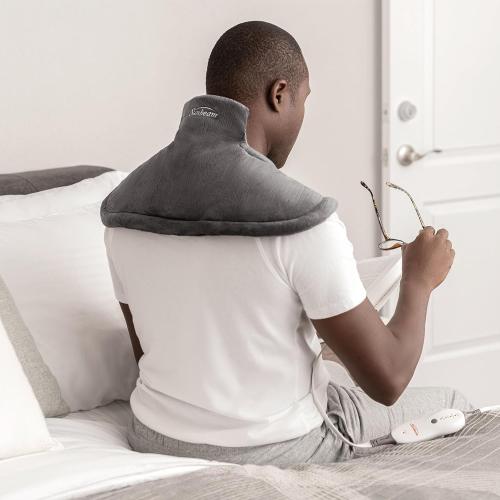 Sunbeam Heating Pad for Neck and Shoulder Pain Relief with Auto Shut Off and Moist Heating Option 22 x 14 Grey