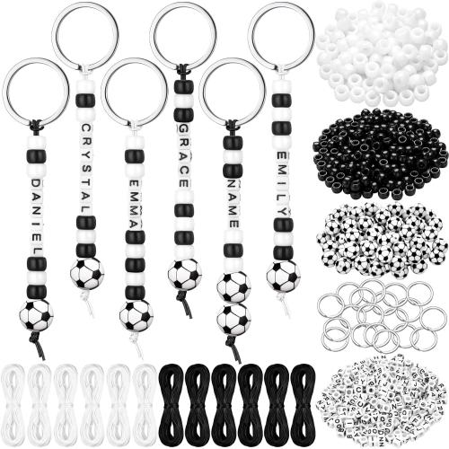 Landical 564 Pcs Soccer Keychain Making Kit DIY Name Bead Key Chain Craft