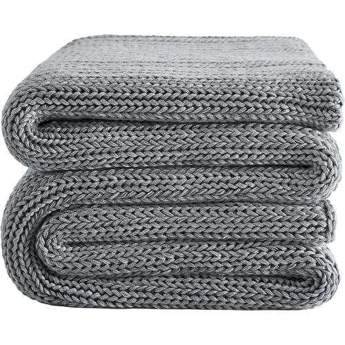 L'AGRATY Knitted Weighted Blanket - 60x80 15lbs Cooling Chunky Knit Heavy Blanket for Adults Braided Crochet Throw Thick Cable Yarn Knit Decorative Blanket No Beads Evenly Weighted Machine Washable