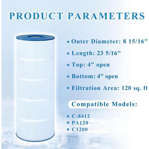 Pool Filter Compatible with C-8412, PA120, C1200, CX1200RE, FC-1293, Clearwater II 125, Pro Clean 125,1 Pack