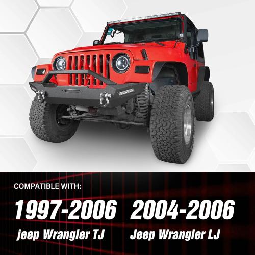 Black 4 pcs for Wrangler TJ LJ Flat Front & Rear Fender Flares Compatible with 1997-2006 Jeep Wrangler TJ & 2004-2006 Jeep Wrangler LJ, Off-Road Heavy Duty Steel Mud Guard Combo Wheel Fenders 4 PCS Kit