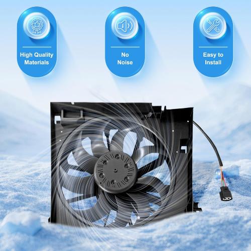 Engine Radiator Cooling Fan Assembly Compatible with 2010-2015 Jaguar XKR/XF for 2010-2019 Jaguar XJ C2D38737 C2P17120