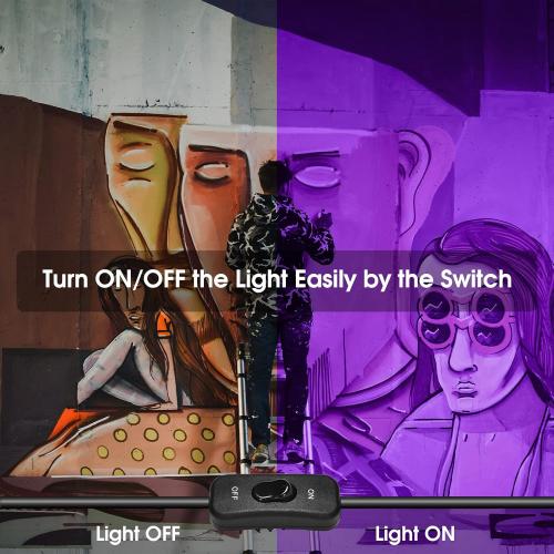 300W 4 Pack 100W LED Black Lights, Blacklight Flood Light with Plug and Switch, 120VAC IP66 Waterproof Blacklight for Halloween Party, Glow in The Dark, Stage Light, Body Paint, Neon Glow