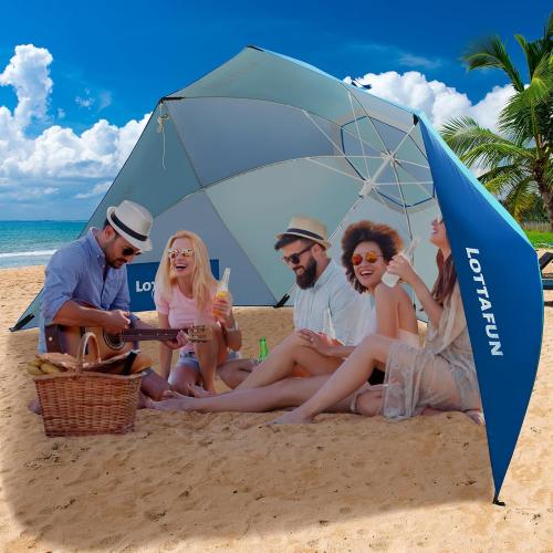 Beach Shelter Umbrella Premiere UPF 50  Umbrella Shelter for Sun and Rain Protection for Adult (10-Foot, Blue Green)