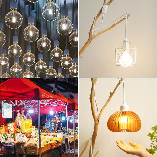 Plug in Hanging Light Kit, Extension Hanging Lantern Cord Cable UL 13ft E26 E27 Socket On/Off Switch Plug in Pendant Lighting, for Kitchen Bedroom Plant Growth Light，White, 1-Pack