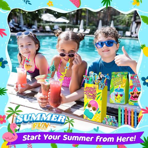 Pool Party Favors and Beach Party Favors - 120 PCS Party Bag Stuffers Including Beach Balls, Summer Theme Straws, Bubble Wands, and more for Beach Pool Party Favors, Birthday Party Supplies 4-8 8-12 - missing parts