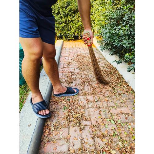 32 inch Multi-Surface Sturdy Outdoor Authentic Coconut Leaf Broom Asian Heavy Duty Broom Thai Natural Coconut Leaf Broom (Country Rustic) (1 Piece)