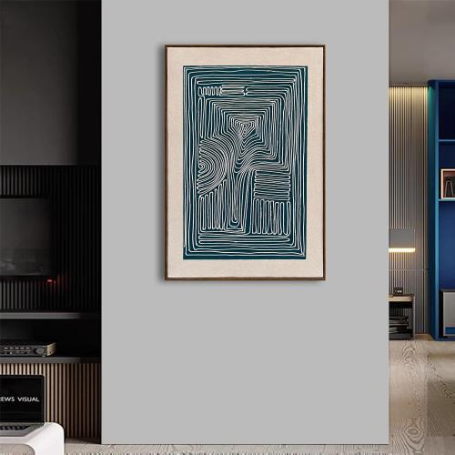 NANKAI Art Hand-Painted Blue Textured Abstract Oil Painting Modern and Minimalist Decorative Art Piece Suitable for Wall Decoration in a Family Office or Corridor 36x24 inches