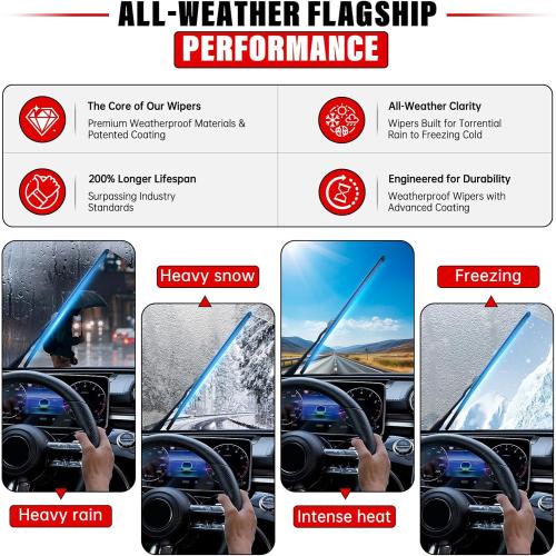 Windshield Wiper Blades Replacement for 2007-2017 Jeep Wrangler 2008-2018 Wrangler JK Original Factory Quality Front Rear Wipers Blade Set for My Car - 15 15 13 (Pack of 3)