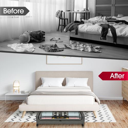 Yecaye Under Bed Storage with Wheels, 2Pack Under Bed Storage Containers, Underbed Shoe Storage Organizer, Rolling Under Bed Metal Drawers for Clothes, Blankets(30.71 x 16.93 x 6.69 in)