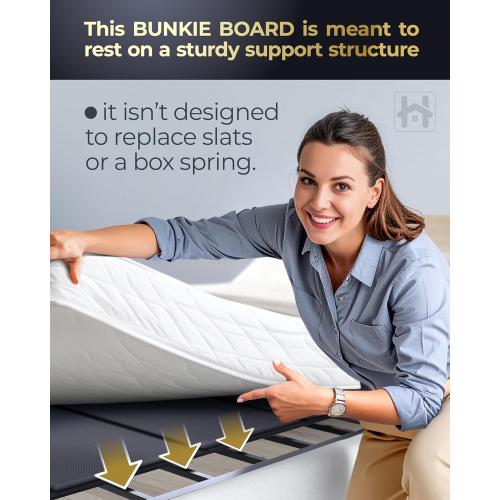 Premium 10mm Bunkie Board Queen Size (60x80'') – Slim Mattress Support – Quiet, and Moisture-Resistant Bed Board for Platform Bed Frames and Box Springs
