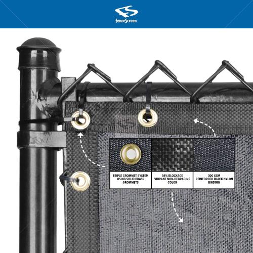 Size 50' x 5'8' Color Carbon Black Fence Privacy Screen - Extreme 98% Blockage Temporary Windscreen Fence Cover