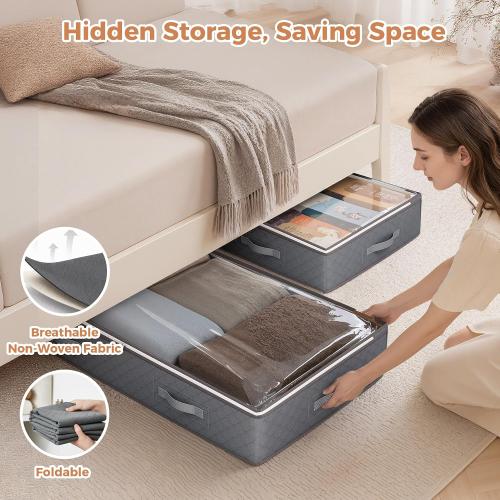 95L Under Bed Storage Containers, Storage Bins, Grey