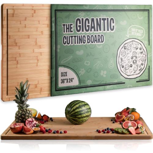 36x24 Massive Extra Large Cutting Board for Kitchen 36 X 24 by Grizzly Living - Heavy Duty Bamboo Chopping Boards for Meat, Veg & Charcuterie - Large Wooden Stove Top & Countertop (36 x 24)