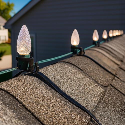 Easy Universal Roof Top Ridge Line Christmas Light Mounting Clips for C6, C7, C9, Rope Lights & More - 25 Pack - 10, 12, 13 Shingles - Outdoor Use