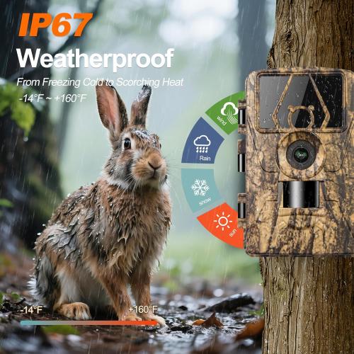 Trail Camera WiFi 8K 64MP with 32GB Card, No Glow Night Vision Motion Activated Waterproof Game Camera, Fast 0.05s Trigger APP Control for Hunting Deer (32, GB)