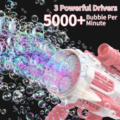 Color Blue Bubble Guns Automatic with Build-in Bubble Solution (4.4 oz), 3 Fans Drive 6X Lens Bubble Blower Machine, Cool Favors for Summer Ourtdoor Party Birthday Wedding Toy