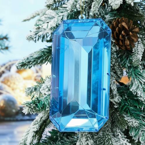 Syhood 9.5 Inch Jumbo Jewel Ornament Large Jewel Ornaments for Christmas Tree Acrylic Glitter Christmas Gem Hanging Decorations for Xmas Wedding Holiday Party Decor(Sky Blue, Rectangle)