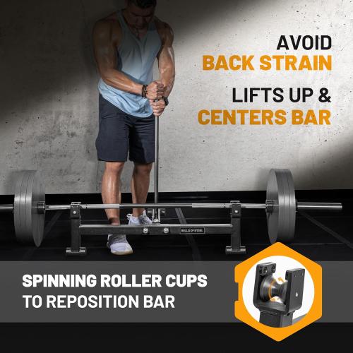 Bells of Steel Deadlift Jack 2.0 Premium Barbell Jack | Long Handle Deadlift Bar Jack | Bar Jack Durable Nylon Rollers for Easier Bar Centering | Protective UHMW Deadlift Stand, 800lb Capacity