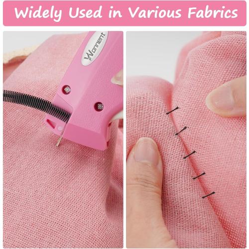 Stitch Gun for Clothes Stitchy Tagging Gun for Clothing Stitchy Quick Clothing Fixer -Includes 1,000 Black Fasteners & 1,000 White Fasteners & 6 Needles(hotpink White)