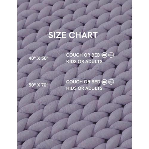 Color lavender YnM Chunky Throw Blanket, Medium-Weight, Hand Knitted, Skin Friendly, Ventilated and Breathable, Machine Washable, Home Décor Piece for Couch, Sofa and Bed (Iris Lavender)