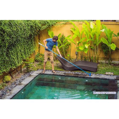 POOLWHALE Professional 12 Feet Blue Anodized Aluminum Telescopic Swimming Pool Pole,Adjustable 3 Piece Expandable Step-Up,for Skimmer Nets, Vacuum Heads and Brushes, Strong Grip & Lock