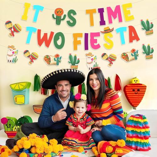 Taco Twosday Bday Party Decoration It is Time Two Fiesta Birthday Banner Garland Mexican Bday Party Decorations for Fiesta 2nd Birthday Cinco De Mayo Party Supplies