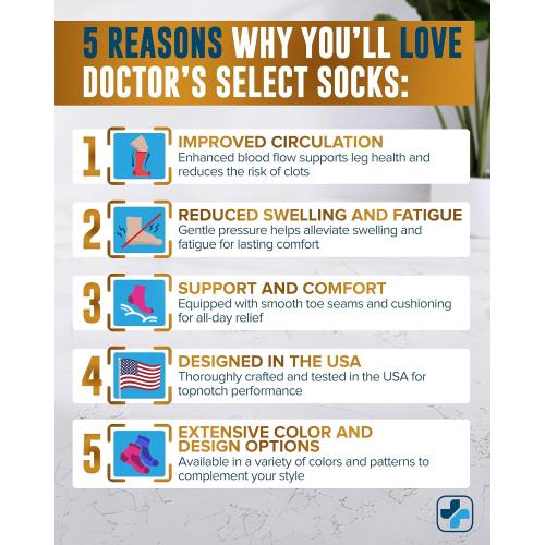 2 pair Size Plus Color Black Doctor's Select Copper Plus Size Compression Socks Wide Calf - 2 Pairs | 20-30mmHg Extra Wide Calf Compression Socks Women Copper for Swelling, Varicose Veins | Black