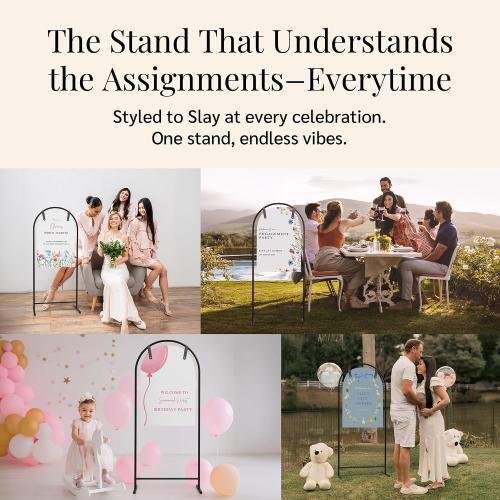 Size 50x35x15 Arch Wedding Welcome Sign Stand with Holder - Elegant Metal Easel Display for Seating Chart, Reception Signs, Welcome Board - 30  Customizable designs for Baby, Bridal Shower - Versatile Party Sign Holder