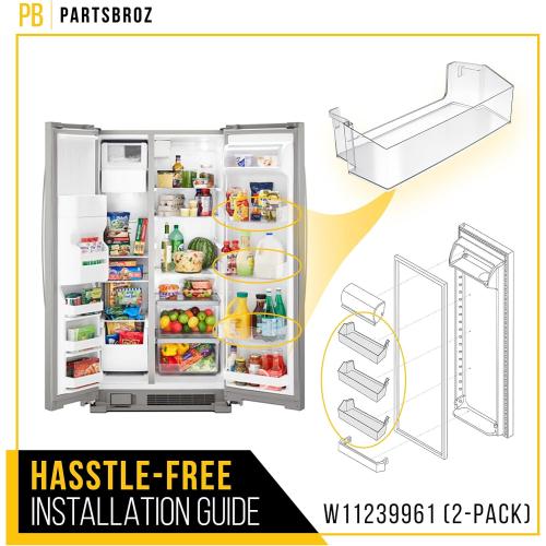 W11239961 Refrigerator Door Shelf Bin for Whirlpool AP6333410 (2-Pack)
