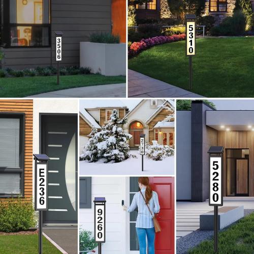 Solar Lighted Illuminated Address Sign, House Numbers for Outside Yard Home