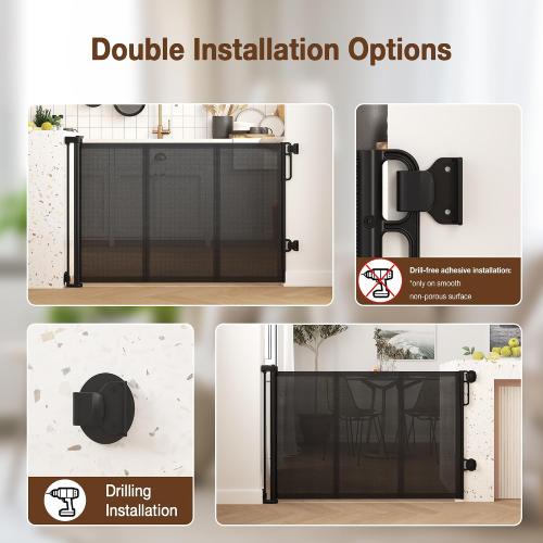 Upgraded 120 inch Retractable Baby Gates Extra Wide with Reinforced Strip Design, Mesh Saftey Gate for Pets, 42 Extra Tall Retractable Gates, 10 FT Retractable Dog Gate for Indoor/Outdoor