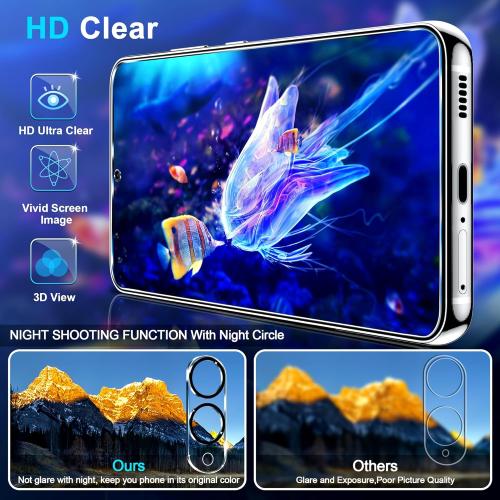 3 Pack for Samsung Galaxy S25 Edge Screen Protector Tempered Glass   3 Pack Camera Lens Protector, Military Grade Shatterproof, 9H Hardness, Fingerprint Unlock, Case Friendly 6.7 Inch