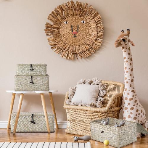 Woanger Set of 4 Wicker Baskets with Lids, White
